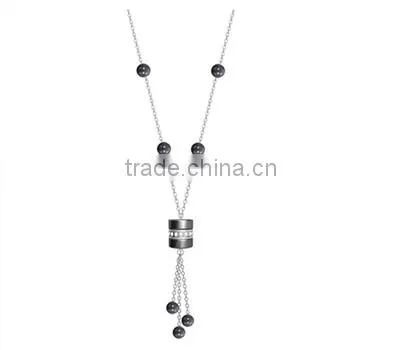 alibaba express fashion jewelry Black ceramic beads stainless steel women's earring