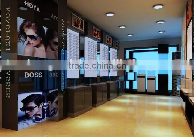 modern optical showcase, wall mounted eyewear display