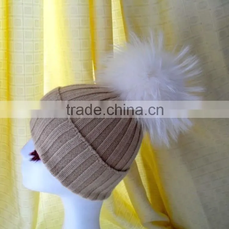 Wholesale Genuine Round Cute 15cm Colorful Raccoon Fur Ball for Beanie Hats