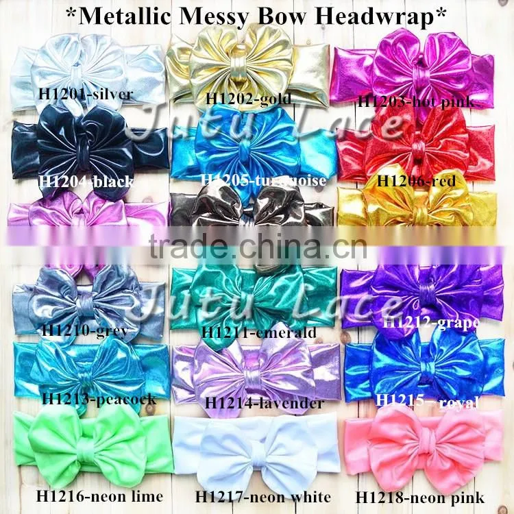 Fancy sequin bowkont headwraps - wide cotton fabric big bow elastic headband