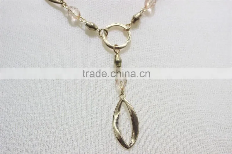 Gold Metal Charm Necklace Peach Acrylic Bead Short Simple Chain Gold Metal Necklace 2016 Fashion Style Wholesale