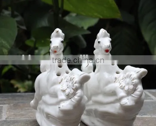 ceramic white horse salt & pepper shaker set