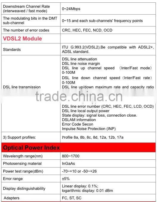 ST327 PDA with ADSL2+ tester/VDSL Tester,IPTV Test, Optical power meter,VFL