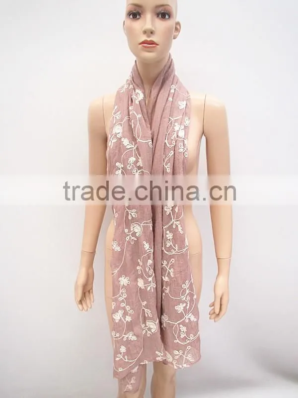 Pink emboss fashin flower scarf