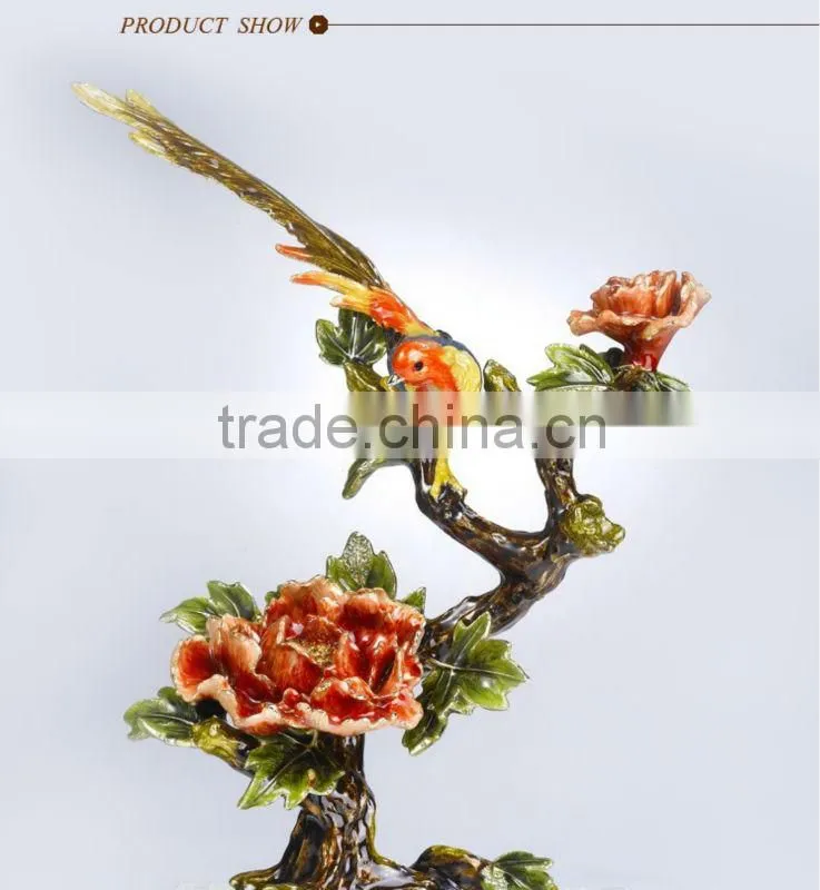 RORO Wealth and Auspice peony enamel pewter crystal decorative article for home decoration