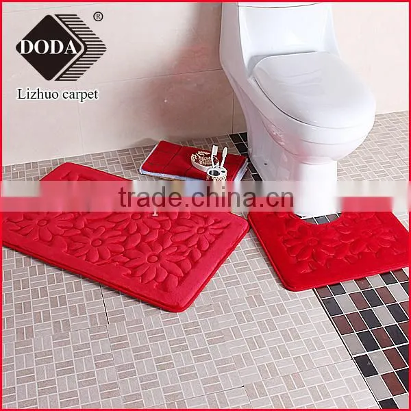 microfiber flannel embossed non slip pvc backing contour bath rug