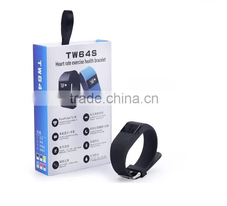 TW64s best selling quick response connection pedometer Heart rate wristband