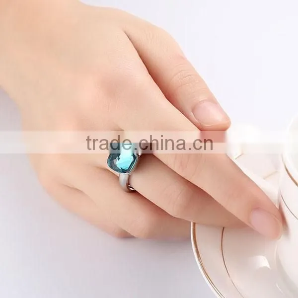 Wholesale Lady Colors Glass Stainless Steel Ring