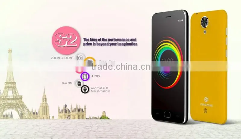 KingZone S2 3G Smartphone 4.5 inch Android 6.0 MTK6580 Quad Core 1.3GHz 1GB RAM 8GB ROM Dual Cameras GPS Bluetooth 4.0