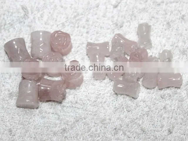 Wholesale rose quartz ear plugs,gemstone body piercing jewelry