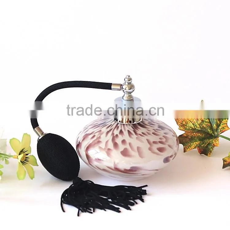 100ml Purple Point Handmade Glass Spray Perfume Bottle Atomizer Air Bag Cover