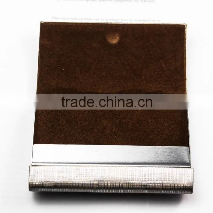 Double swtichs opening PU leather card case holder with stainless steel strip and magnetic closure