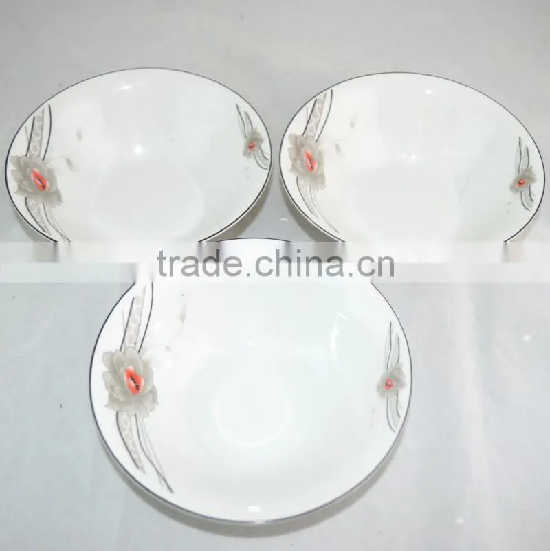 alibaba china ,best ceramic plate for Algeria, 8'' soup plate with black flower