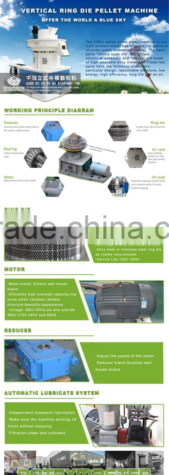 Vertical ring die wood pellet machine / wood pellet machine press 1-1.5 ton per hour