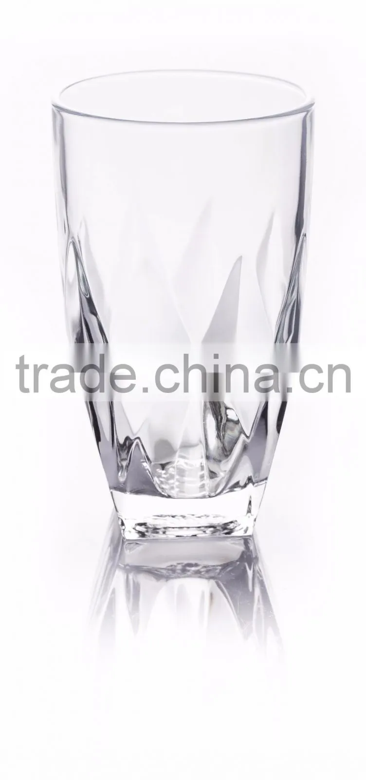 380ml clear glass cup with machine made lotus pattern for drinking
