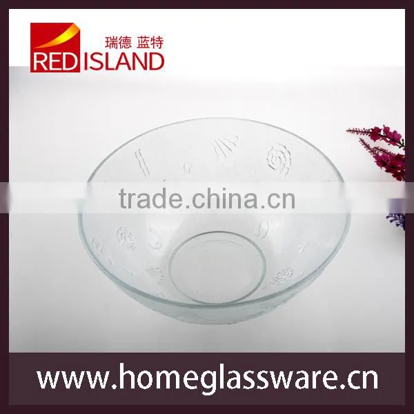 9" large mixing serving salad bowl sea shell pattern glass