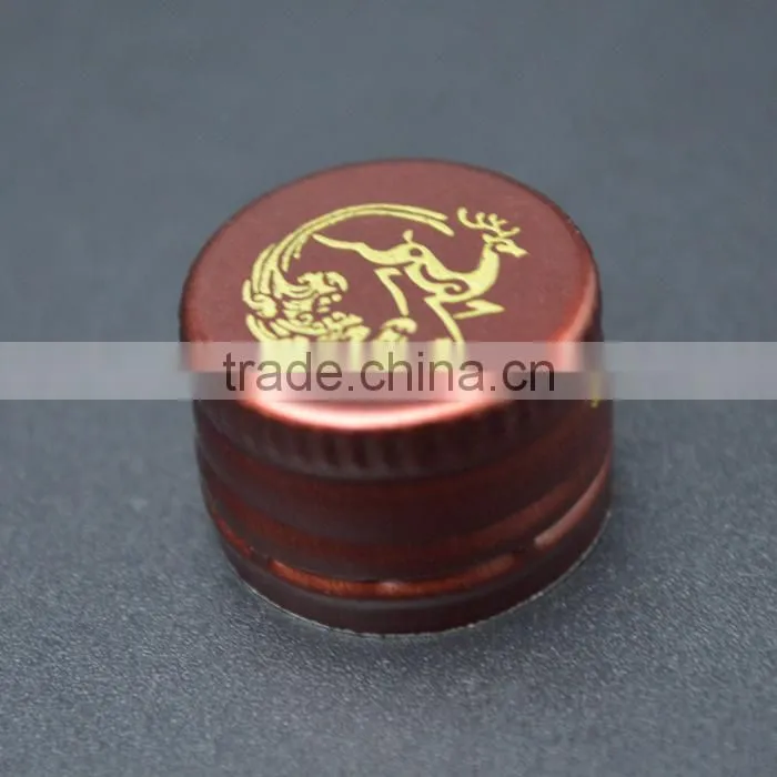 Red aluminum cap twist off wine bottle cap for whiskey