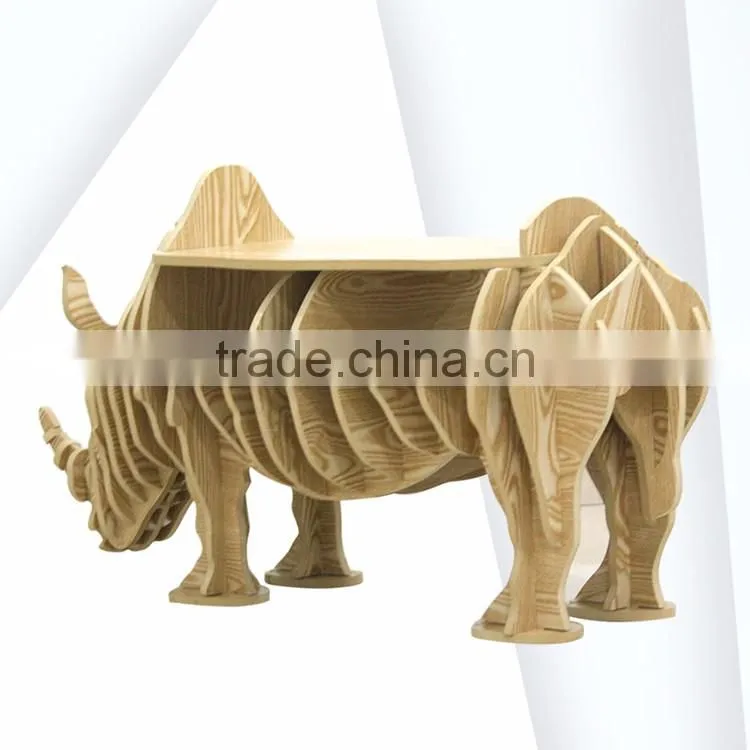 Rhinoceros Puzzle Table,Creative Animal Furniture,MDF DIY Assembled Table For Fashion Living Room,Wooden Animal Furniture