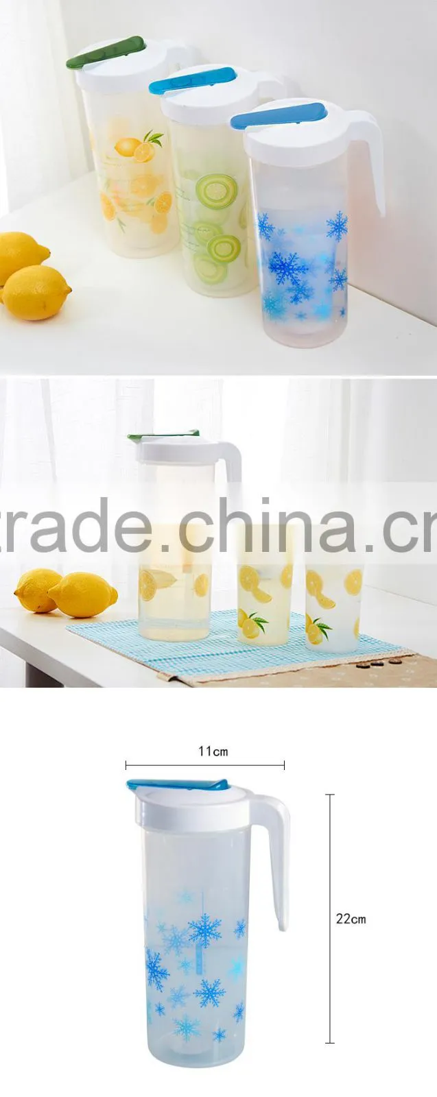 High quality PP water jug sets plastic cold kettle juice bottle tea bottle with cups