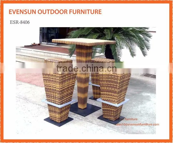 Outdoor wicker high dining bar set