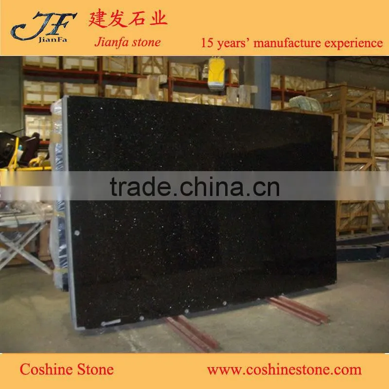 Idian black galaxy granite gangsaw big slabs for lowes bathroom countertops