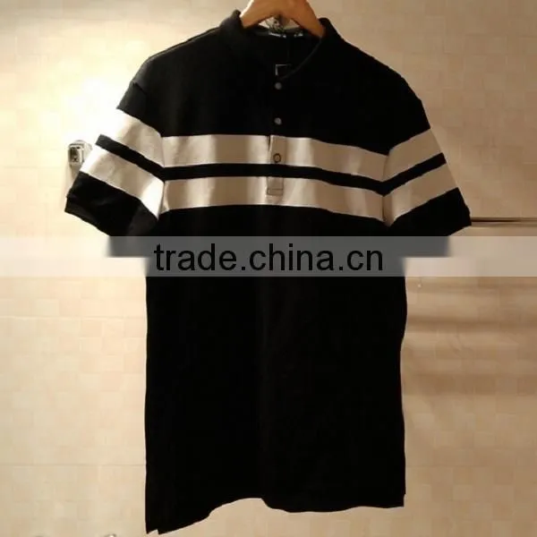 High quality polo brand black combination white stripe polo orginal price for famou brand polo shirt
