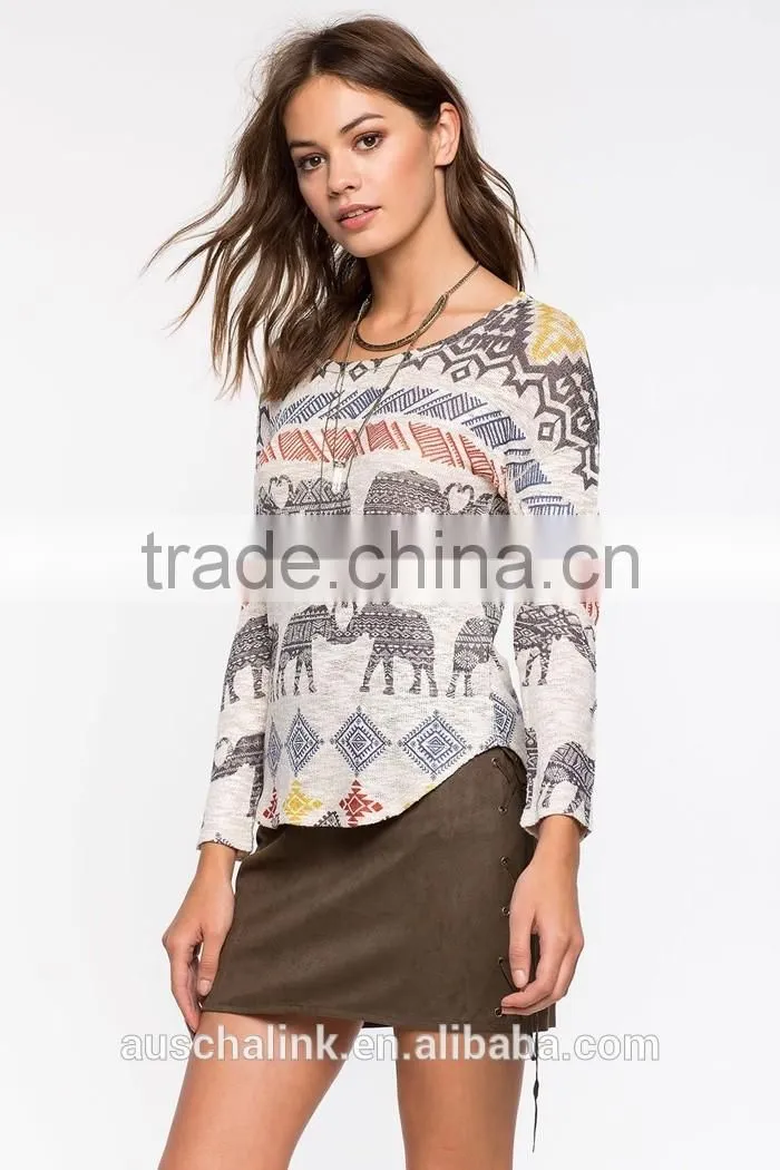 ladies elephant parade long sleeve fashion t shirt low price