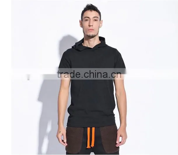 high quality custom cotton/polyester short sleeve pullover hoodie