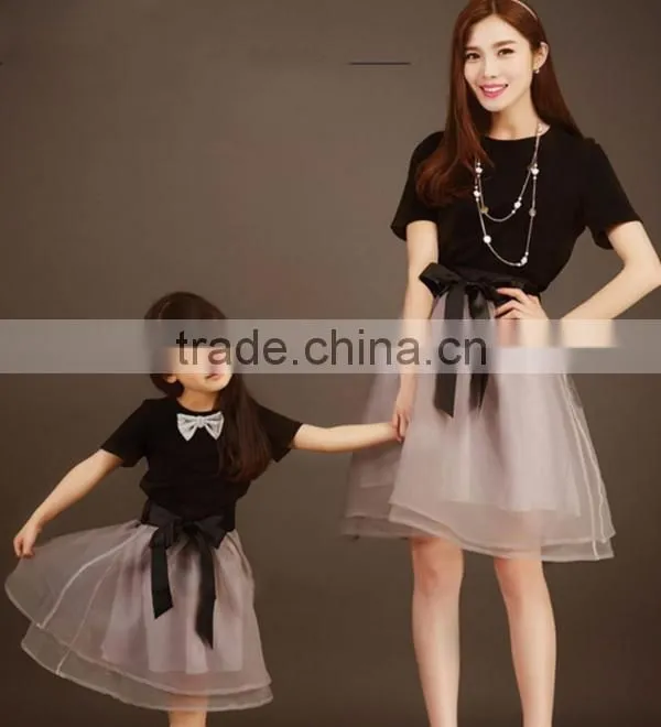 Holesale-Family Set,matching mother daughter clothes summer T-shirt with a skirt mom and daughter dress