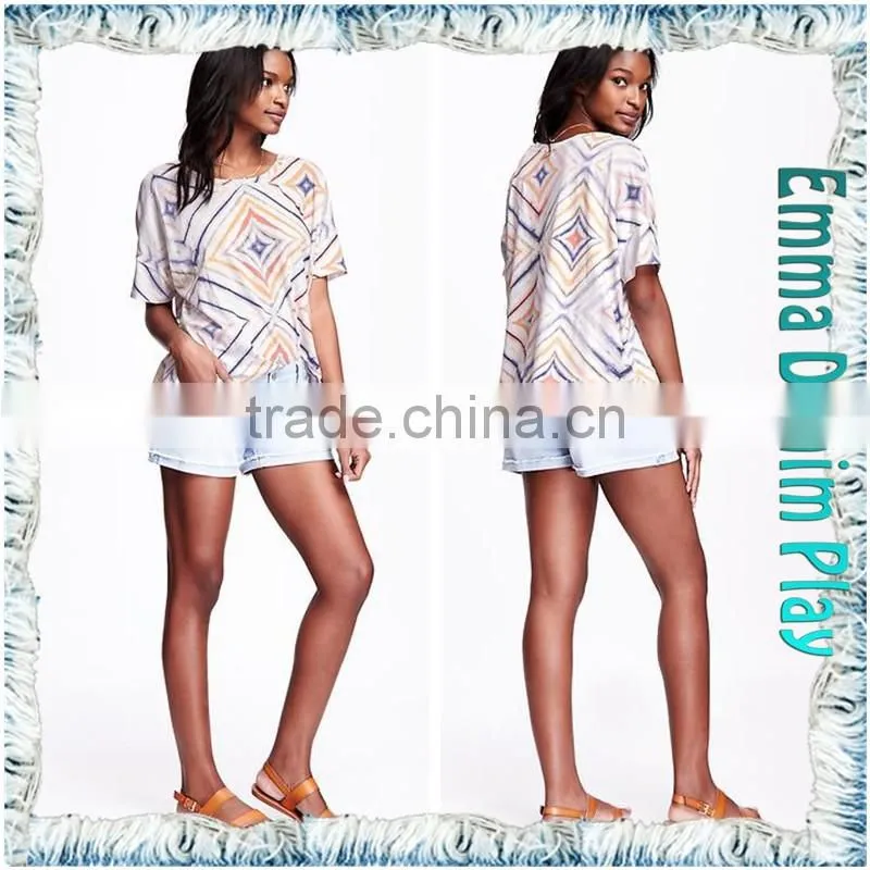 Custom Design Silk Screen Printing Stylish Design Girl's Sexy Boat Neck T Shirts