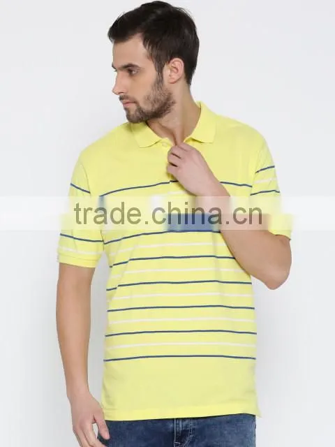 2017 Guangzhou Shandao Garment OEM Customized 180g 100% Cotton Men Striped Short Sleeve Polo Shirt