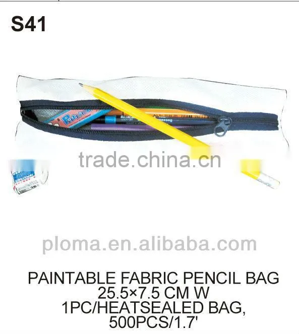 WHITE FABRIC BAG (S41) PAINTABLE FABRIC PENCIL BAG