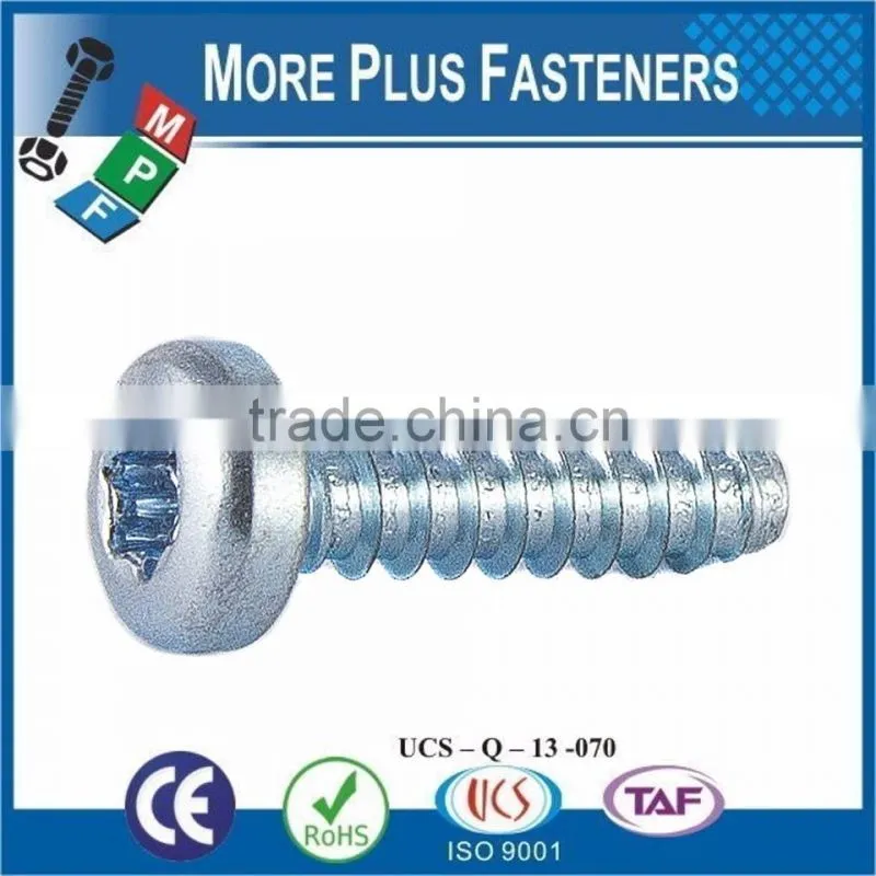 Made in Taiwan Cross Recessed Pan Head Self Tapping Screw DIN 7981 Pozi Drive or Phillips Drive Steel or Stainless Steel