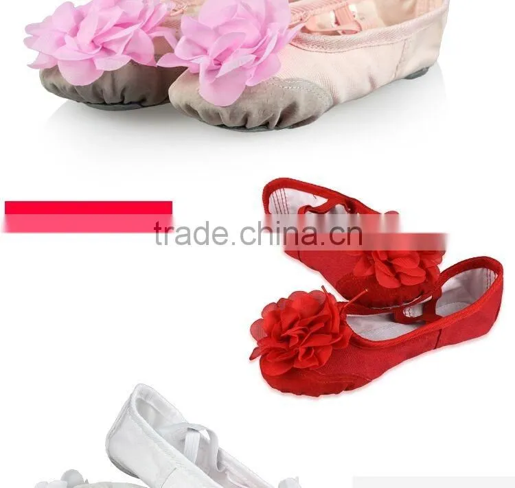Big Flower Design Children Girls Soft Sole Ballet Shoes Canvas Ballet Dance Shoes For Kids