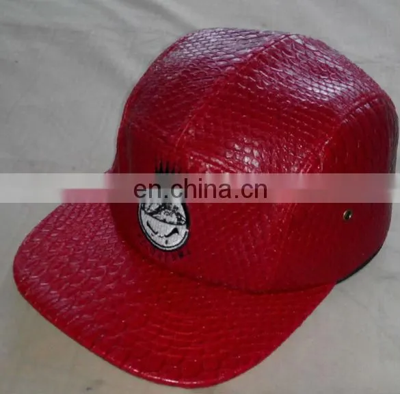 Leather Strap Snakeskin Cap 5 Panel Hat Wholesale