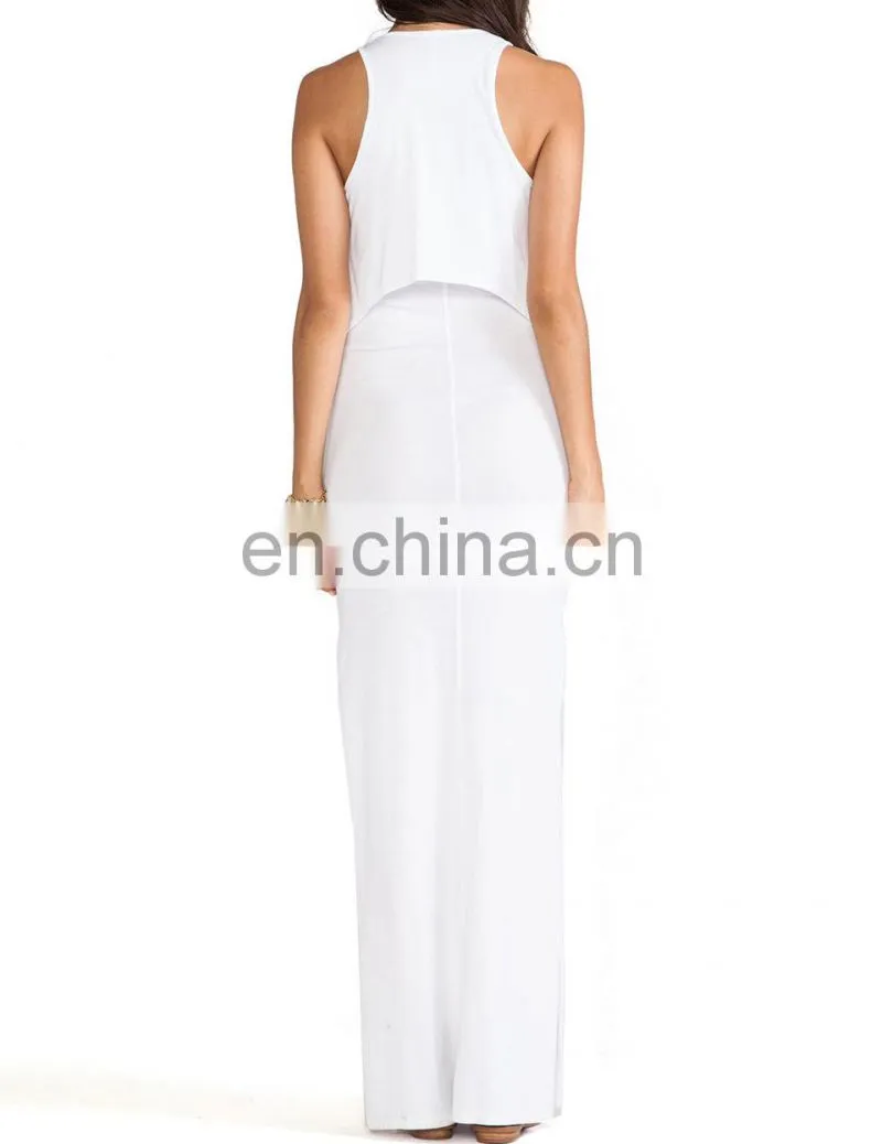 CHEFON Cotton modal double crop sheer maxi dress