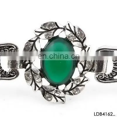 Silver plated vintage retro emerald crazy loom bracelet