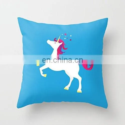 OEM Custom LOGO Colorful Cartoon Rainbow Unicorn Home Decor New Design Pillow Case Car Seat Cushion Cover