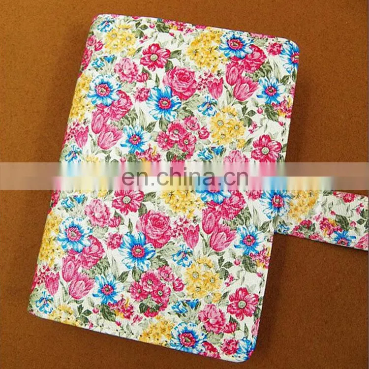 2018 China factory wholesale mini flowers printing hardcover schedule notebook with snap fastener