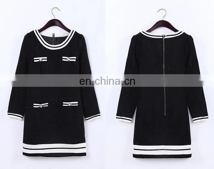 2015 wool slim dress fashion dress girls' dress free prom dress