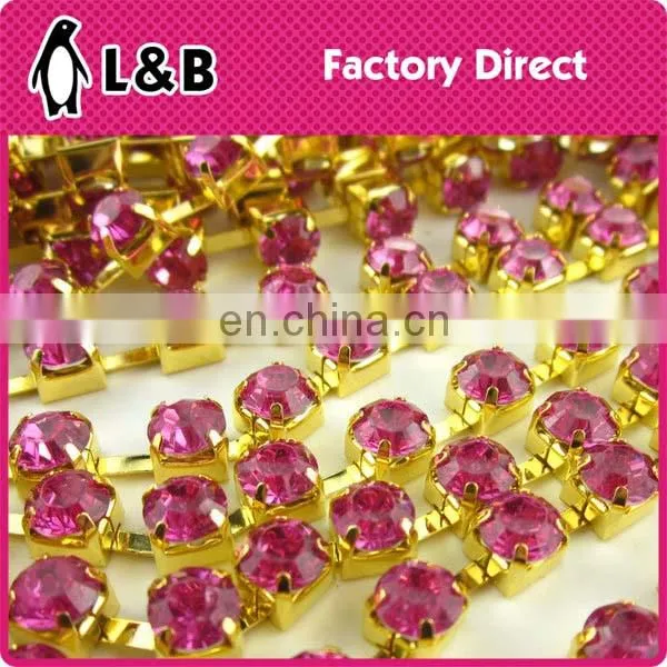 wholesale soldering SS12 multi color rhinestone cup chain
