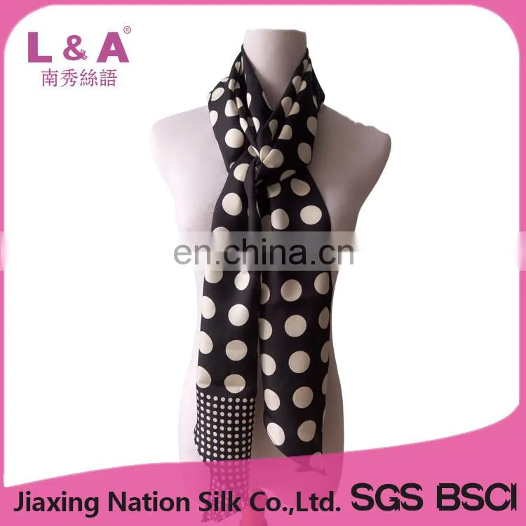 2017 Newest women customer printing long twill silk cooling scarf