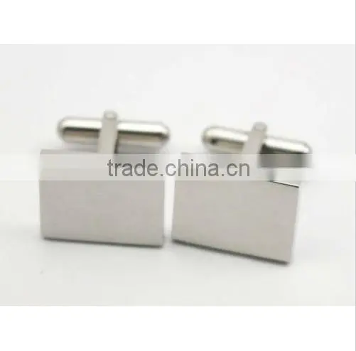 Mans Jewelry Stainless Steel Plain Rectangular Shiny Blank Cufflink High Quality