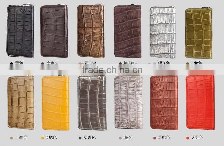 Luxury Wholesale Genuine Crocodile Alligator leather Women Zip Long Wallet Clutch Wallet for Men