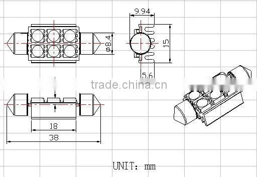 6pcs 5050SMD Festoon auto read light