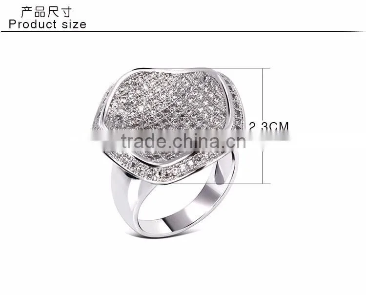 Unique Round Shape Party Cubic Zirconia Women Luxury CZ Jewelry Wedding Ring