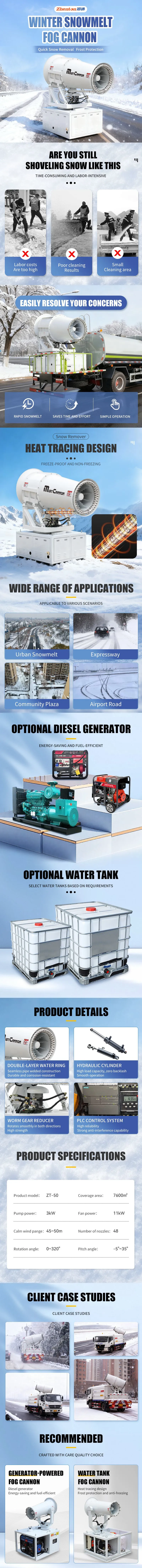 Coal Mine Construction 50M Industrial Dust Control Water Fog Cannon Spraying Machine