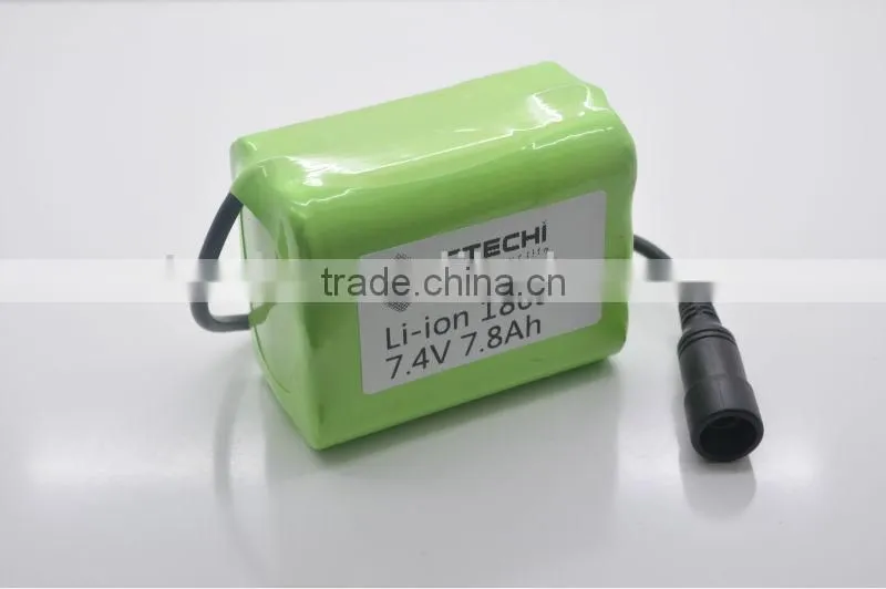 7.4V Li-ion 18650 rechargeable battery packs with PCM