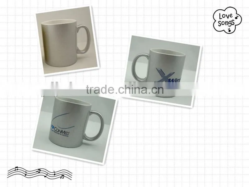 11oz. sublimation printable silver pearl finished ceramic cup,ceramic mug