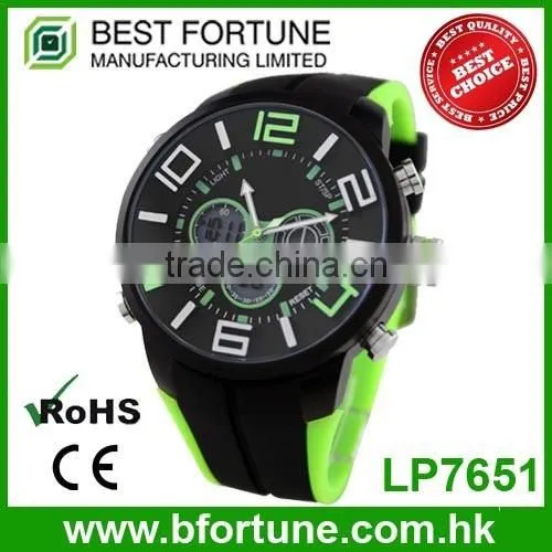 LP7648 Lowest price 2 time zone waterproof stainless steel fashion watch